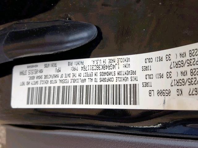 1J4GR48K36C311764 - 2006 JEEP GRAND CHER BLACK photo 10