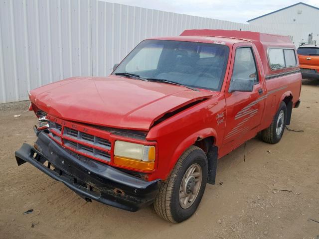 1B7FL26X7PS231218 - 1993 DODGE DAKOTA RED photo 2