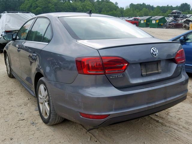 3VW637AJ7DM267394 - 2013 VOLKSWAGEN JETTA HYBR GRAY photo 3