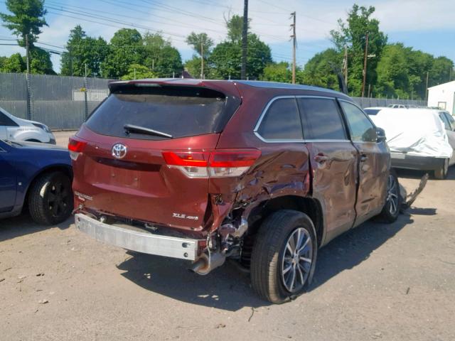 5TDJZRFH0KS918729 - 2019 TOYOTA HIGHLANDER MAROON photo 4