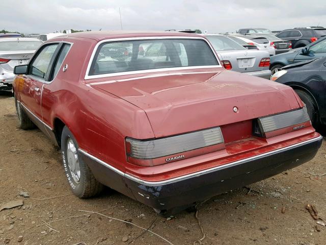 1MEBP92F9GH665760 - 1986 MERCURY COUGAR RED photo 3