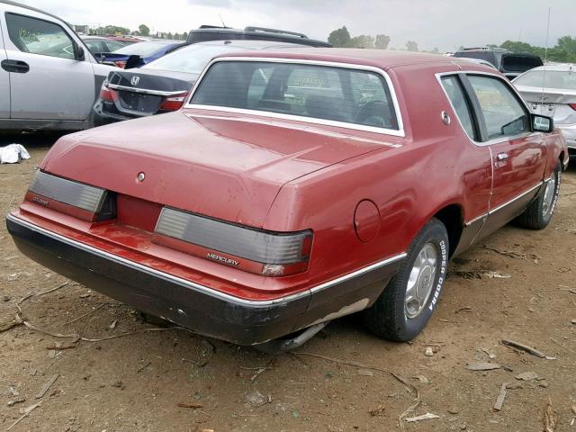 1MEBP92F9GH665760 - 1986 MERCURY COUGAR RED photo 4