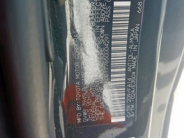 JTKDE177650004291 - 2005 TOYOTA SCION TC შავი ფოტო 10