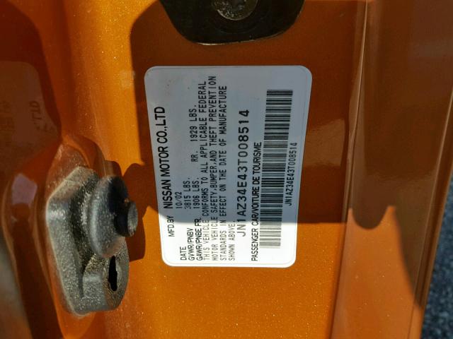 JN1AZ34E43T008514 - 2003 NISSAN 350Z COUPE ORANGE photo 10