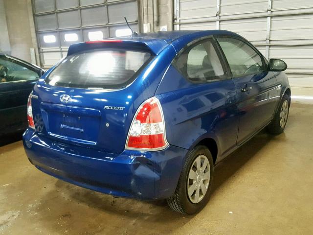 KMHCM36C07U025354 - 2007 HYUNDAI ACCENT GS BLUE photo 4