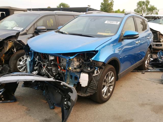 JTMDJREV6JD159381 - 2018 TOYOTA RAV4 HV LI BLUE photo 2