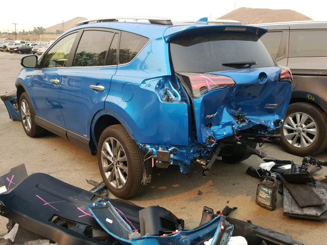 JTMDJREV6JD159381 - 2018 TOYOTA RAV4 HV LI BLUE photo 3