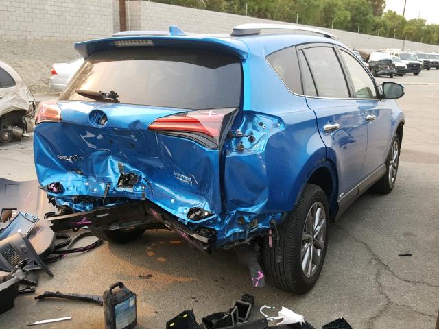 JTMDJREV6JD159381 - 2018 TOYOTA RAV4 HV LI BLUE photo 4