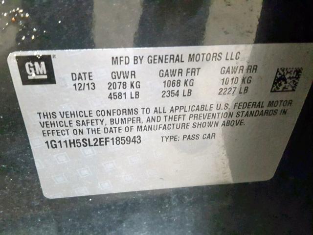 1G11H5SL2EF185943 - 2014 CHEVROLET MALIBU LTZ 黑色 照片 10