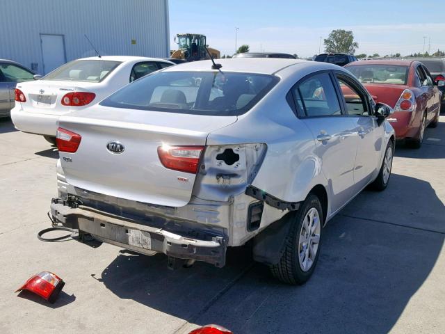 KNADM4A34E6361478 - 2014 KIA RIO LX SILVER photo 4