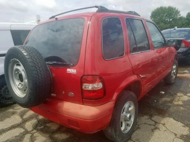 KNDJB723625108837 - 2002 KIA SPORTAGE RED photo 4