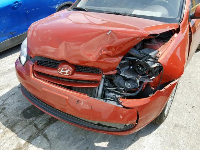 KMHCM3AC3AU160035 - 2010 HYUNDAI ACCENT BLU ORANGE photo 9