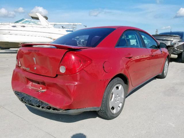 1G2ZF58B774210045 - 2007 PONTIAC G6 VALUE L RED photo 4