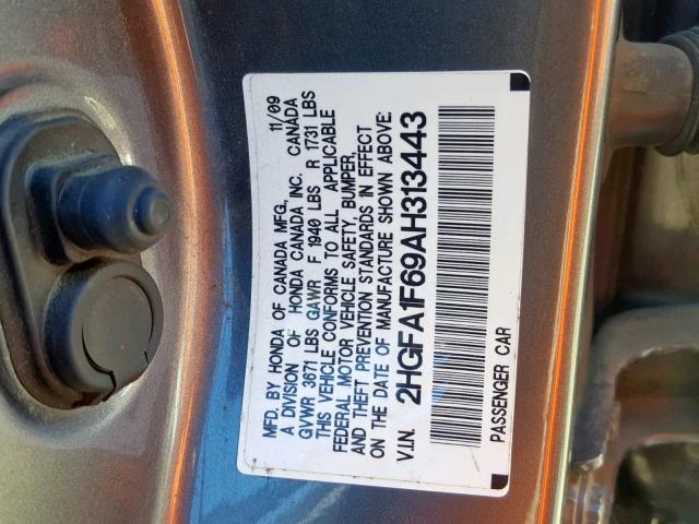 2HGFA1F69AH313443 - 2010 HONDA CIVIC LX-S Boz foto 10