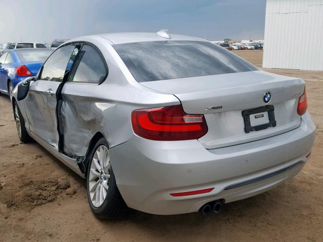 WBA1G9C59GV598773 - 2016 BMW 228 XI SILVER photo 3