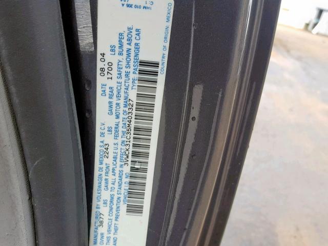 3VWCK31C35M403327 - 2005 VOLKSWAGEN NEW BEETLE ვერცხლისფერი ფოტო 10