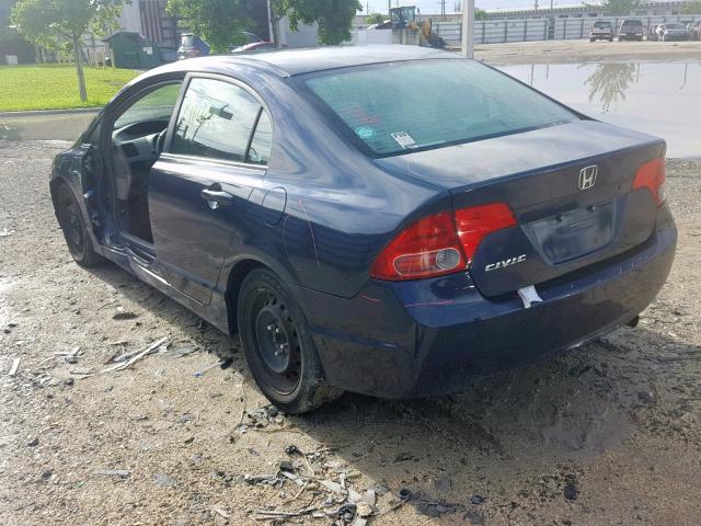 2HGFA16587H513360 - 2007 HONDA CIVIC LX BLUE photo 3