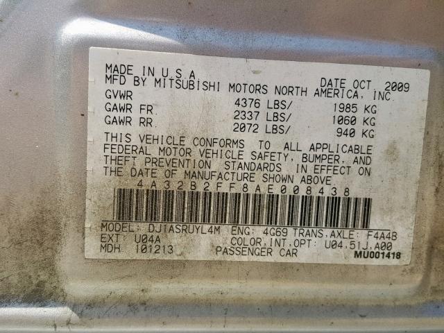 4A32B2FF8AE008438 - 2010 MITSUBISHI GALANT FE SILVER photo 10