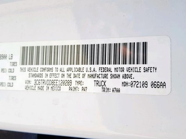 3C6TRVDD8EE120289 - 2014 RAM PROMASTER 白色 照片 10