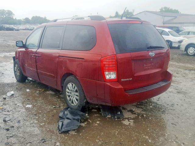 KNDMG4C76B6414154 - 2011 KIA SEDONA LX MAROON photo 3