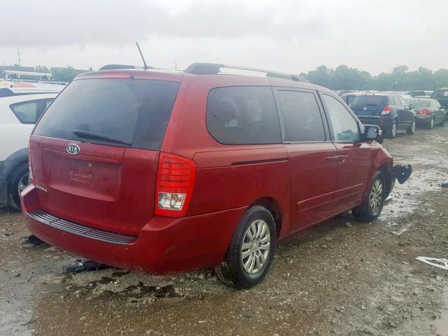 KNDMG4C76B6414154 - 2011 KIA SEDONA LX MAROON photo 4