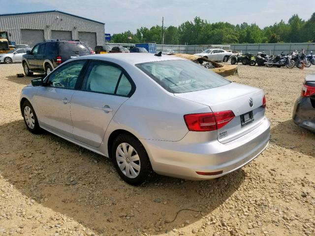 3VW2K7AJ2FM279876 - 2015 VOLKSWAGEN JETTA BASE SILVER photo 3