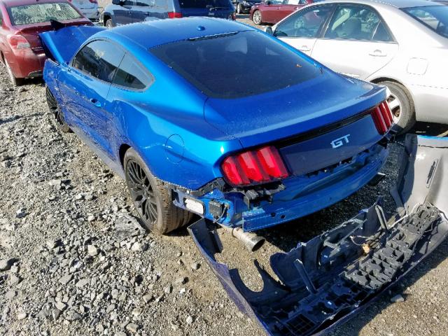 1FA6P8CF9H5255352 - 2017 FORD MUSTANG GT BLUE photo 3