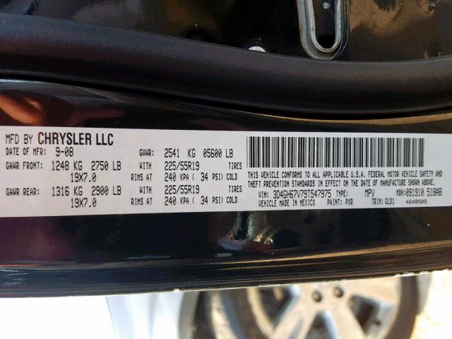 3D4GH67V79T547975 - 2009 DODGE JOURNEY R/ BLACK photo 10