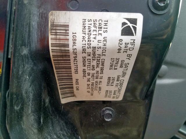 1G8AL52F94Z177393 - 2004 SATURN ION LEVEL BLACK photo 10