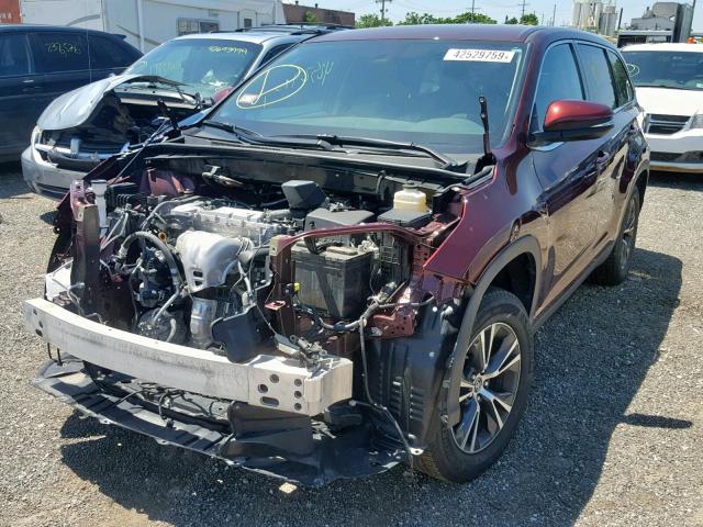 5TDZARFH3KS045486 - 2019 TOYOTA HIGHLANDER BURGUNDY photo 2