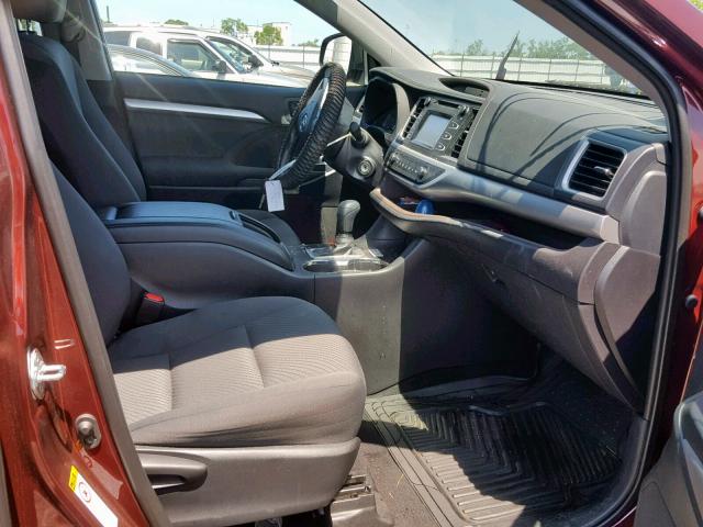 5TDZARFH3KS045486 - 2019 TOYOTA HIGHLANDER BURGUNDY photo 5