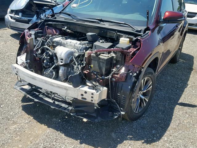 5TDZARFH3KS045486 - 2019 TOYOTA HIGHLANDER BURGUNDY photo 9