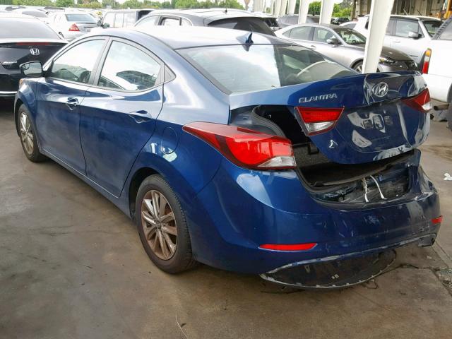 KMHDH4AE7EU181749 - 2014 HYUNDAI ELANTRA SE BLUE photo 3