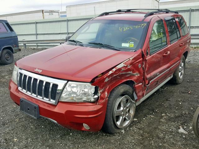 1J8GW68J34C352791 - 2004 JEEP GRAND CHER RED photo 2