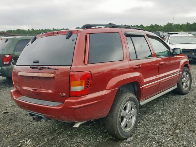 1J8GW68J34C352791 - 2004 JEEP GRAND CHER RED photo 4