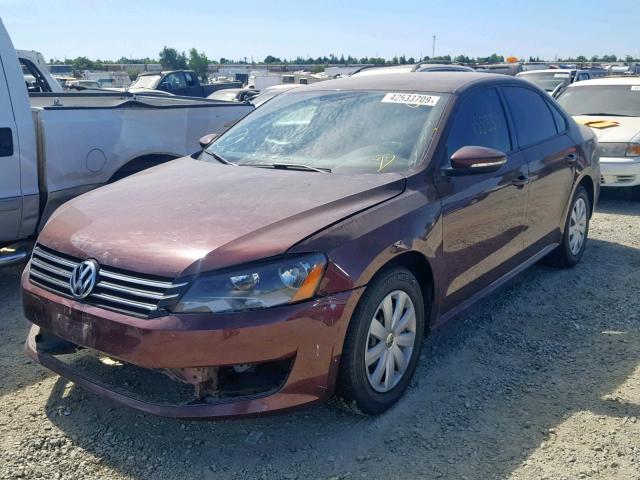 1VWAP7A31CC086341 - 2012 VOLKSWAGEN PASSAT S MAROON photo 2