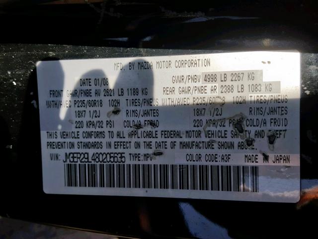 JM3ER29L480205635 - 2008 MAZDA CX-7 BLACK photo 10