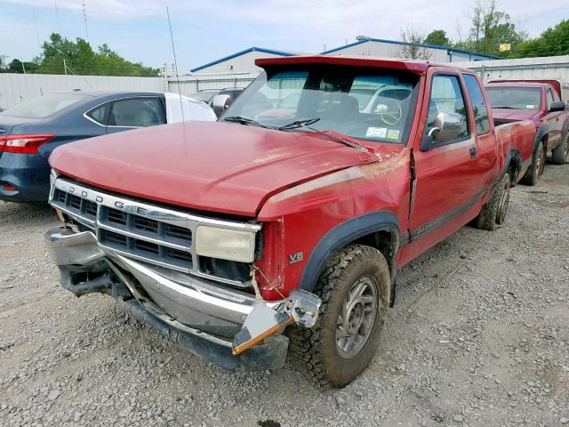 1B7GG23Y5NS673756 - 1992 DODGE DAKOTA RED photo 2