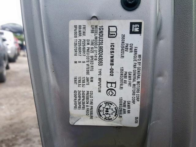 1GNDU23L96D243063 - 2006 CHEVROLET UPLANDER L 灰色 照片 10