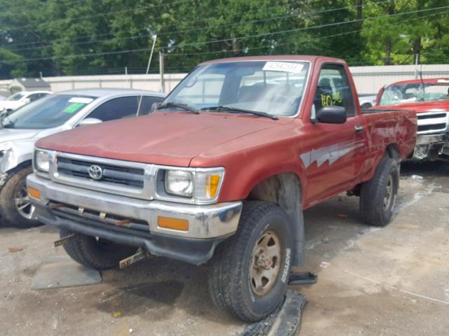 4TARN01P1NZ014489 - 1992 TOYOTA PICKUP 1/2 RED photo 2