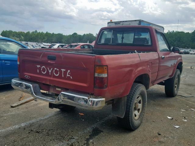 4TARN01P1NZ014489 - 1992 TOYOTA PICKUP 1/2 RED photo 4