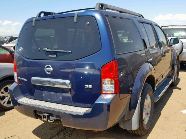 5N1AR18U57C639485 - 2007 NISSAN PATHFINDER BLUE photo 4