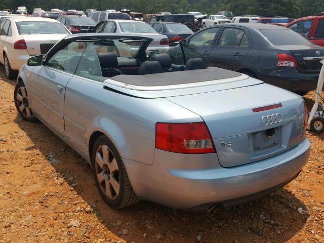 WAUAT48H53K009392 - 2003 AUDI A4 3.0 CAB BLUE photo 3