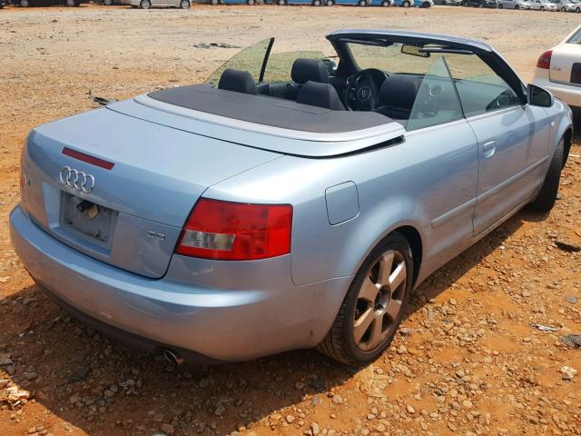 WAUAT48H53K009392 - 2003 AUDI A4 3.0 CAB BLUE photo 4