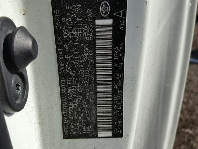 JTKJF5C73FJ012602 - 2015 TOYOTA SCION TC თეთრი ფოტო 10