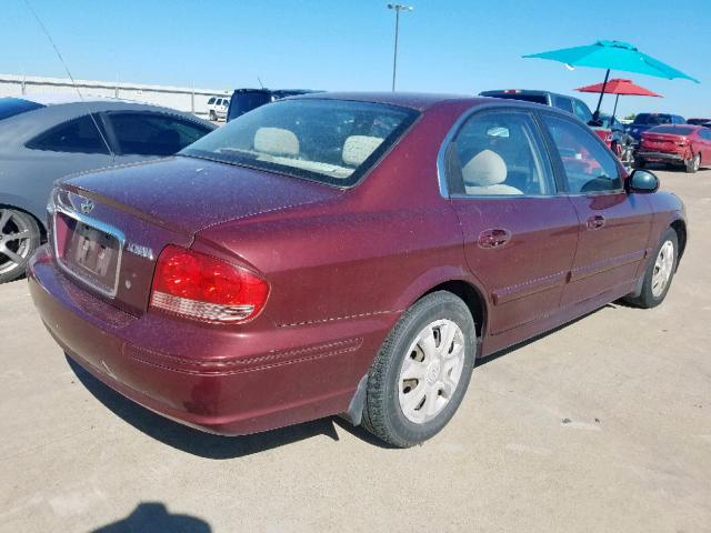 KMHWF25S14A094044 - 2004 HYUNDAI SONATA GL MAROON photo 4