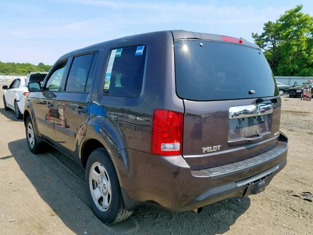 5FNYF4H28DB024553 - 2013 HONDA PILOT LX BROWN photo 3