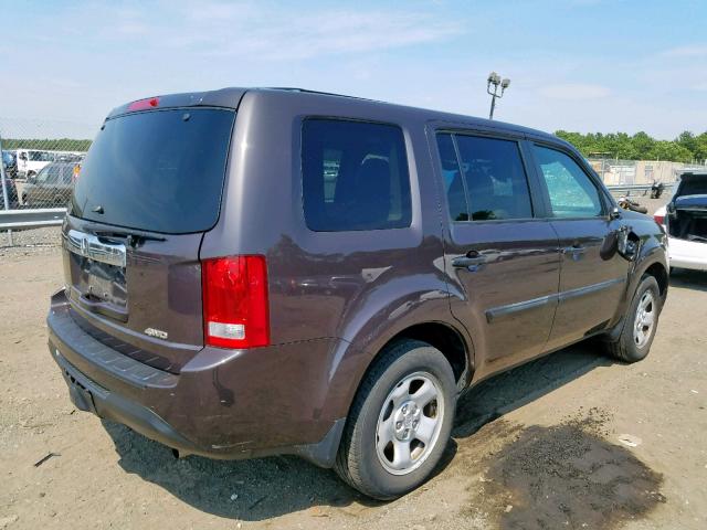 5FNYF4H28DB024553 - 2013 HONDA PILOT LX BROWN photo 4