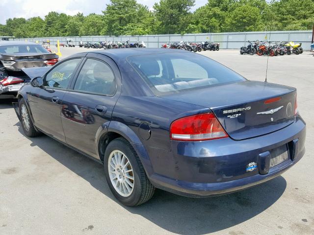 1C3EL46X84N109893 - 2004 CHRYSLER SEBRING LX BLUE photo 3