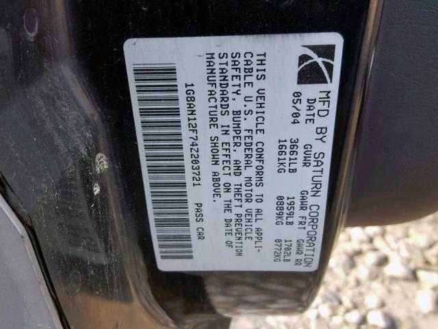 1G8AN12F74Z203721 - 2004 SATURN ION LEVEL SILVER photo 10